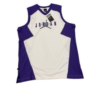 Jordan White and Purple Basketball Jersey Tank XL